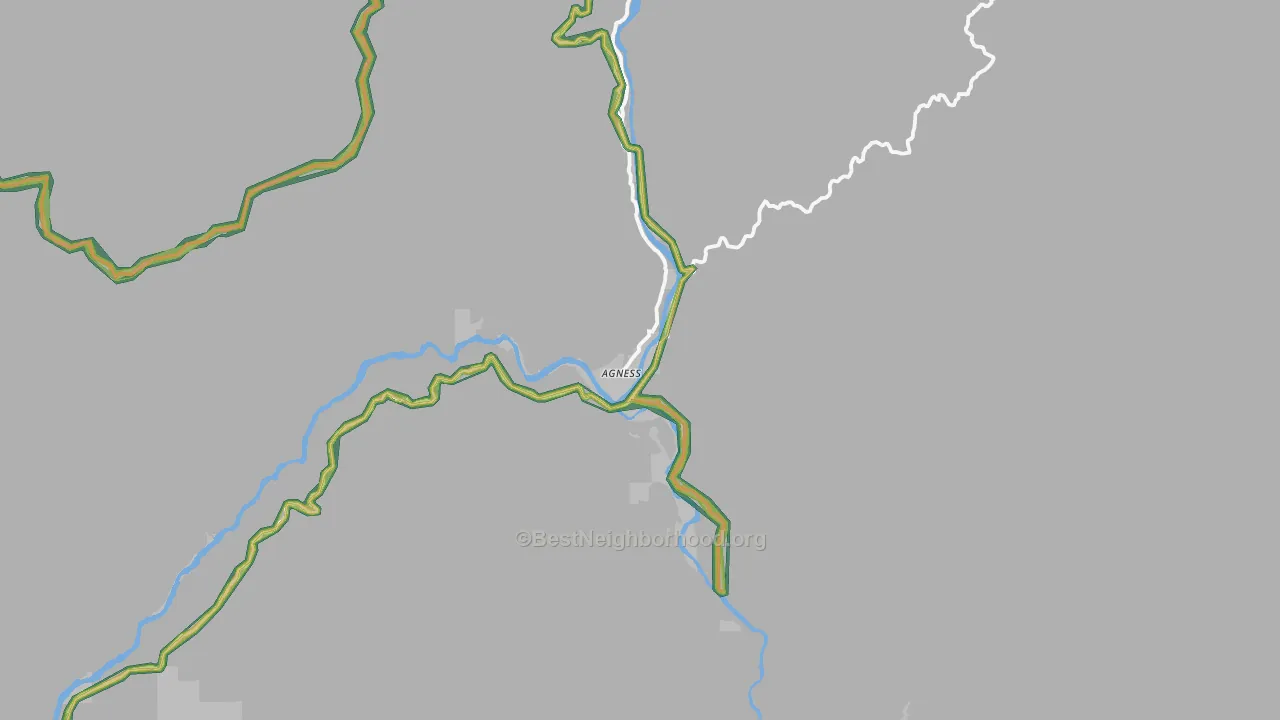 Agness, OR Map of Noise Levels in Agness