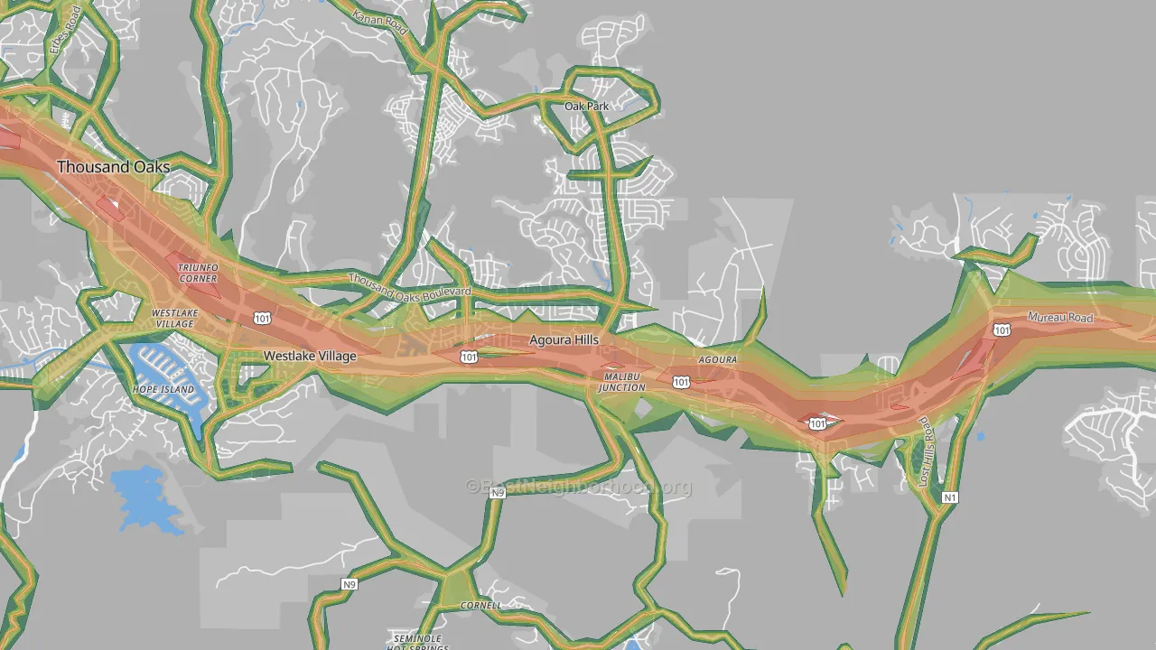 Agoura Hills, CA Map of Noise Levels in Agoura Hills