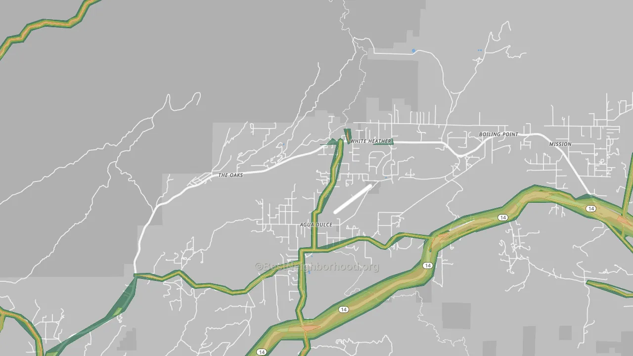 Agua Dulce, CA Map of Noise Levels in Agua Dulce
