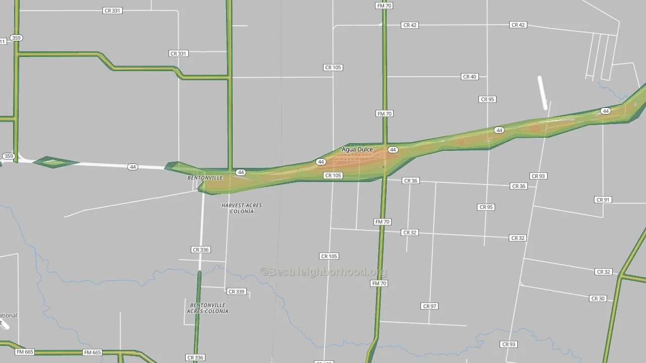 Agua Dulce, TX Map of Noise Levels in Agua Dulce