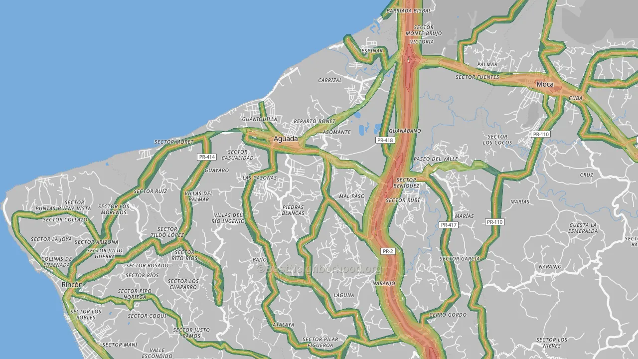 Aguada, PR Map of Noise Levels in Aguada