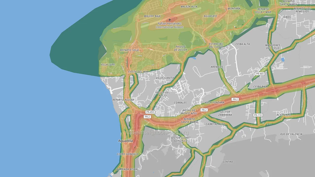 Aguadilla, PR Map of Noise Levels in Aguadilla