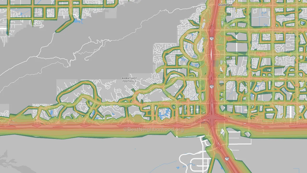 Ahwatukee, Phoenix, AZ Map of Noise Levels in Ahwatukee