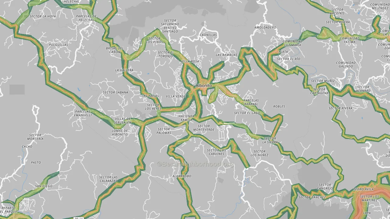 Aibonito, PR Map of Noise Levels in Aibonito