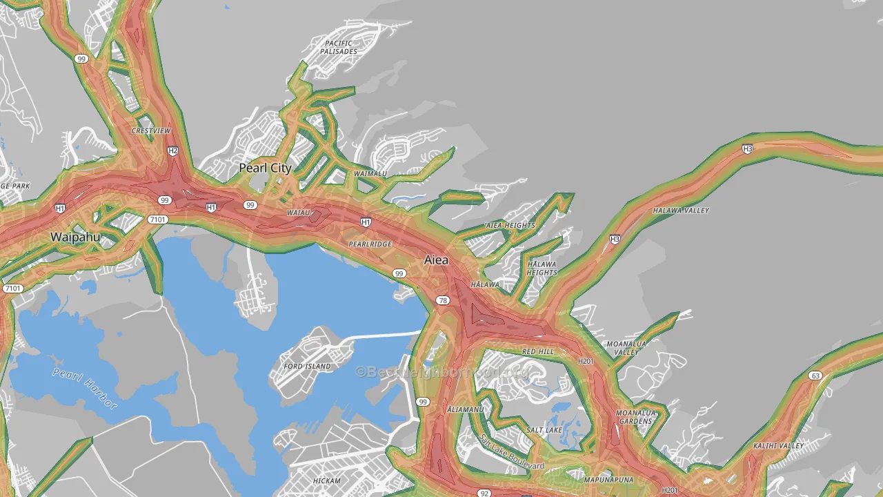 Aiea, HI Map of Noise Levels in Aiea