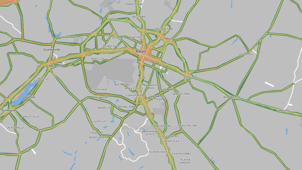 Aiken, SC Map of Noise Levels in Aiken