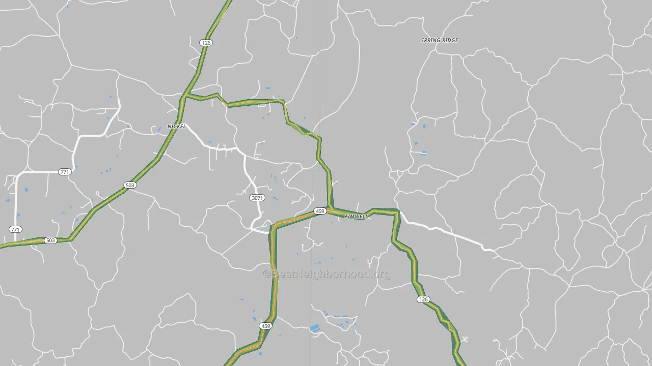 Aimwell, LA Map of Noise Levels in Aimwell