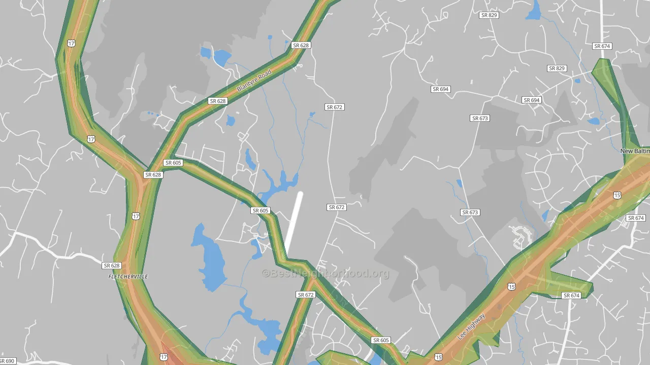 Airlie, VA Map of Noise Levels in Airlie