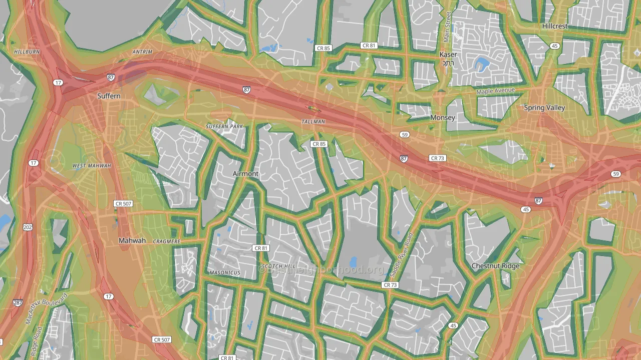 Airmont, NY Map of Noise Levels in Airmont