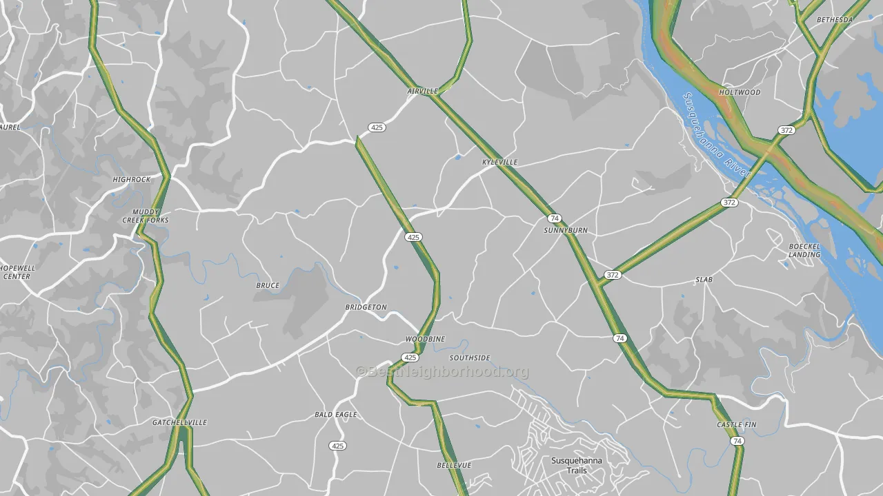 Airville, PA Map of Noise Levels in Airville