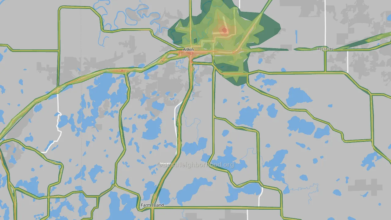 Aitkin, MN Map of Noise Levels in Aitkin