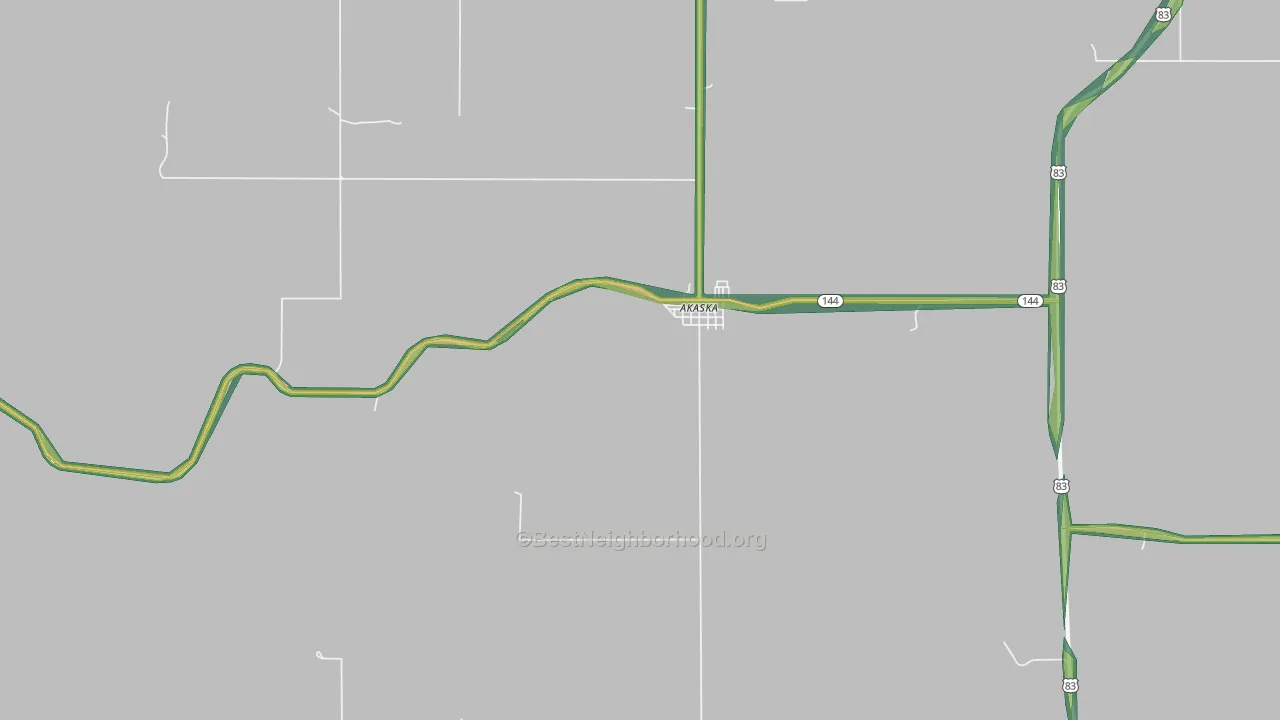 Akaska, SD Map of Noise Levels in Akaska