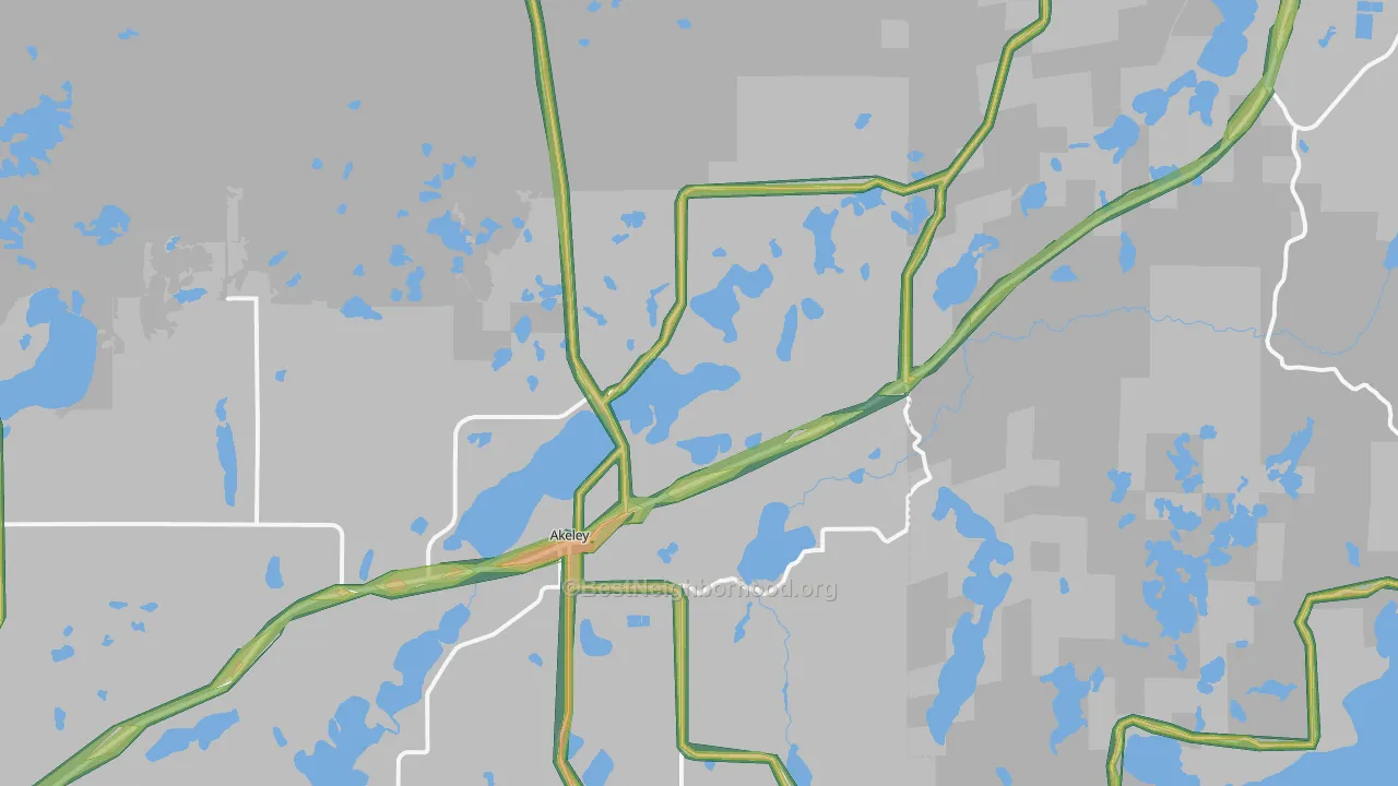 Akeley, MN Map of Noise Levels in Akeley