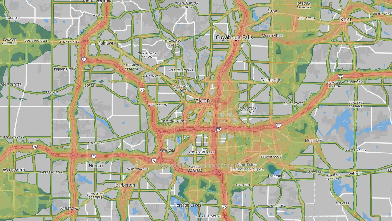 Akron, OH Map of Noise Levels in Akron