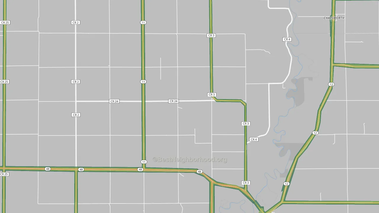 Akron, SD Map of Noise Levels in Akron