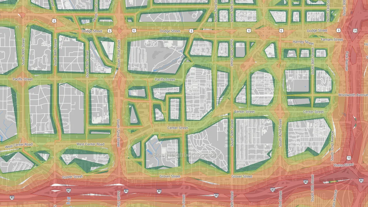 Aksarben-Elmwood Park, Omaha, NE Map of Noise Levels in Aksarben-Elmwood Park