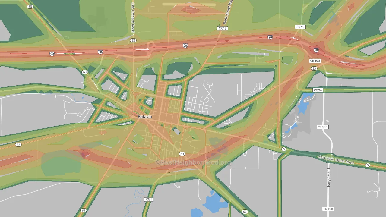 Alabama, NY Map of Noise Levels in Alabama