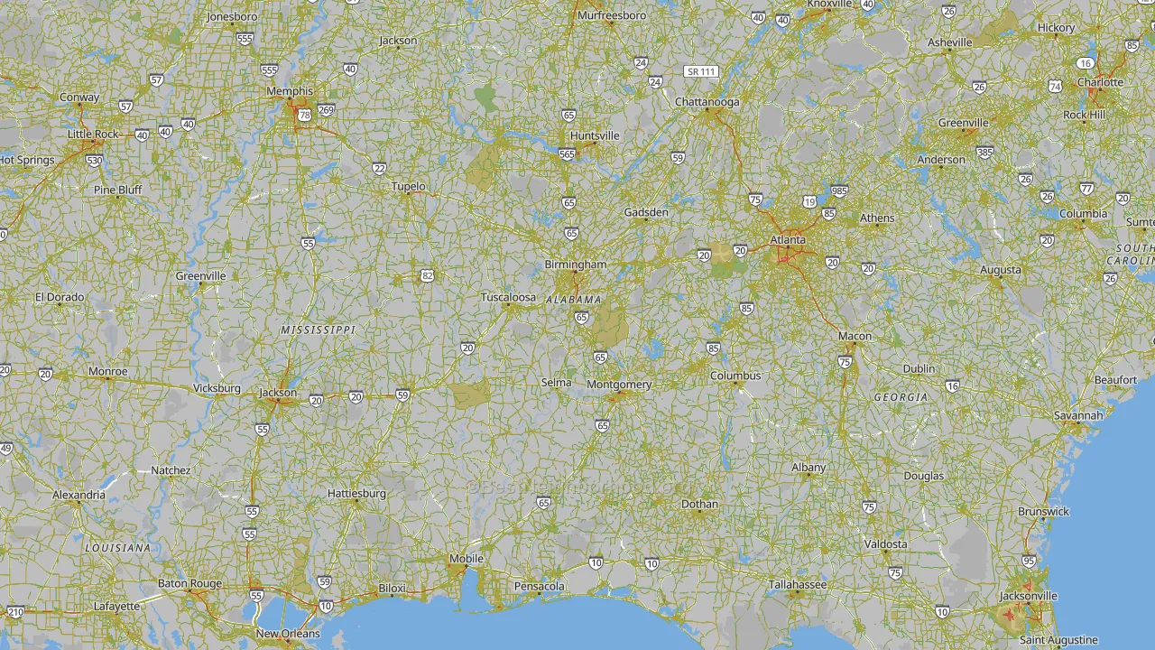 Alabama Map of Noise Levels in Alabama