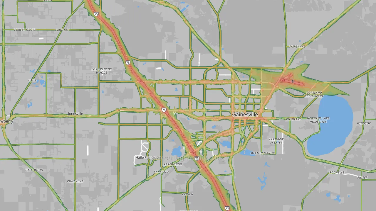 Alachua County, FL Map of Noise Levels in Alachua County