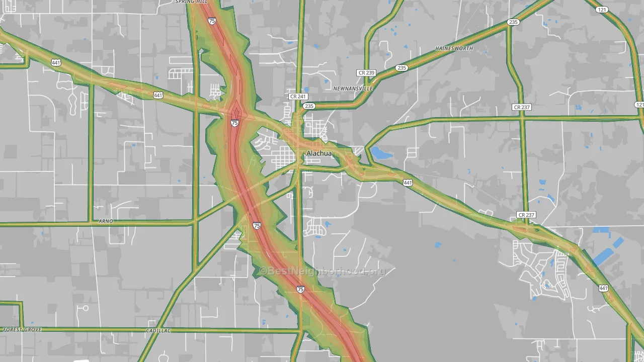Alachua, FL Map of Noise Levels in Alachua