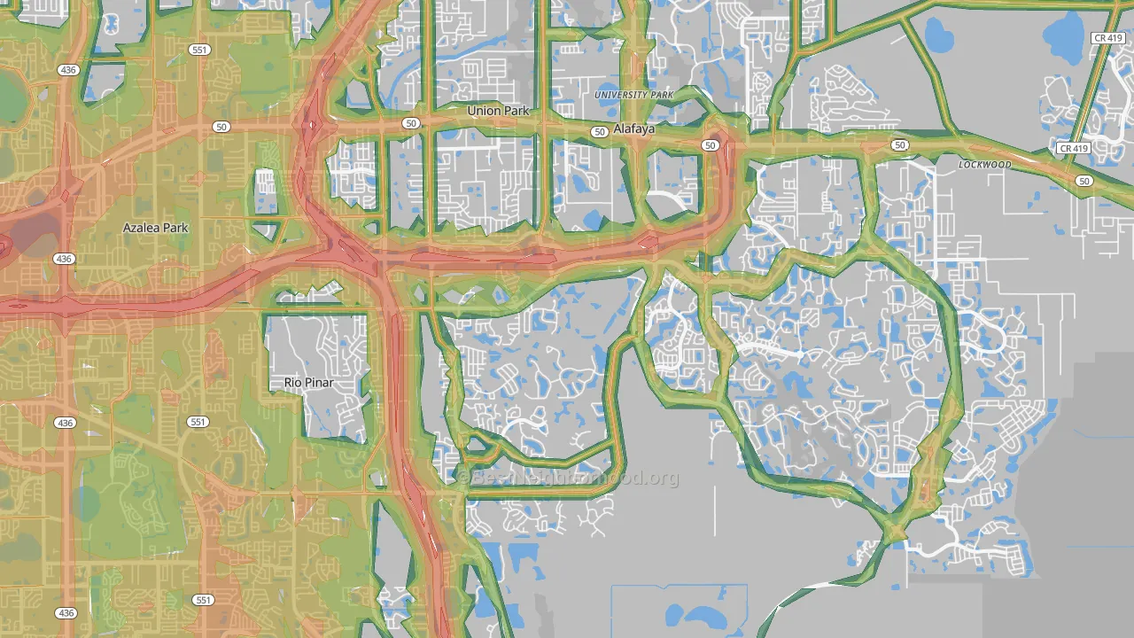 Alafaya, FL Map of Noise Levels in Alafaya