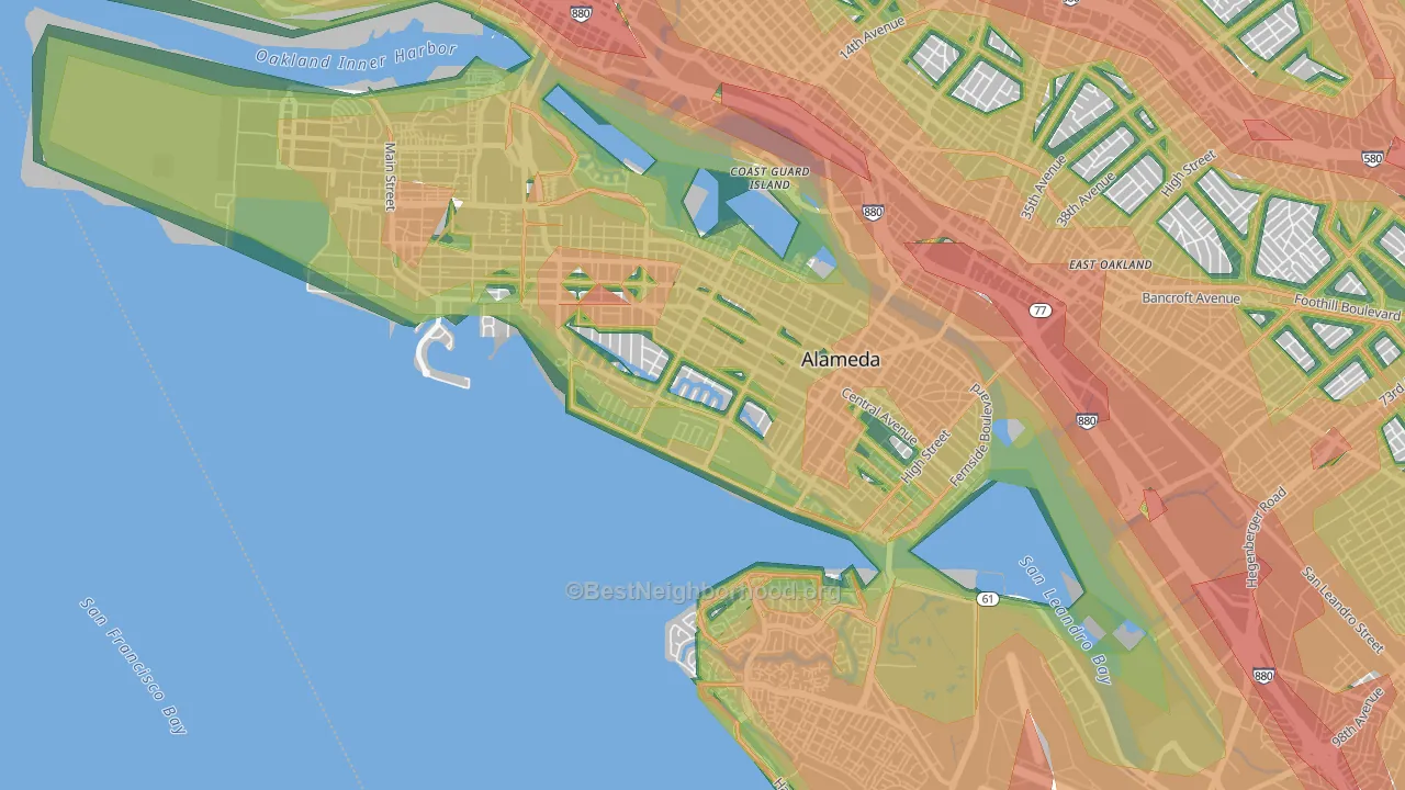 Alameda, CA Map of Noise Levels in Alameda