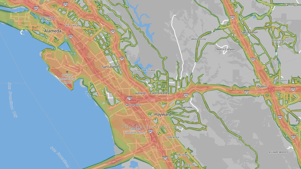 Alameda County, CA Map of Noise Levels in Alameda County