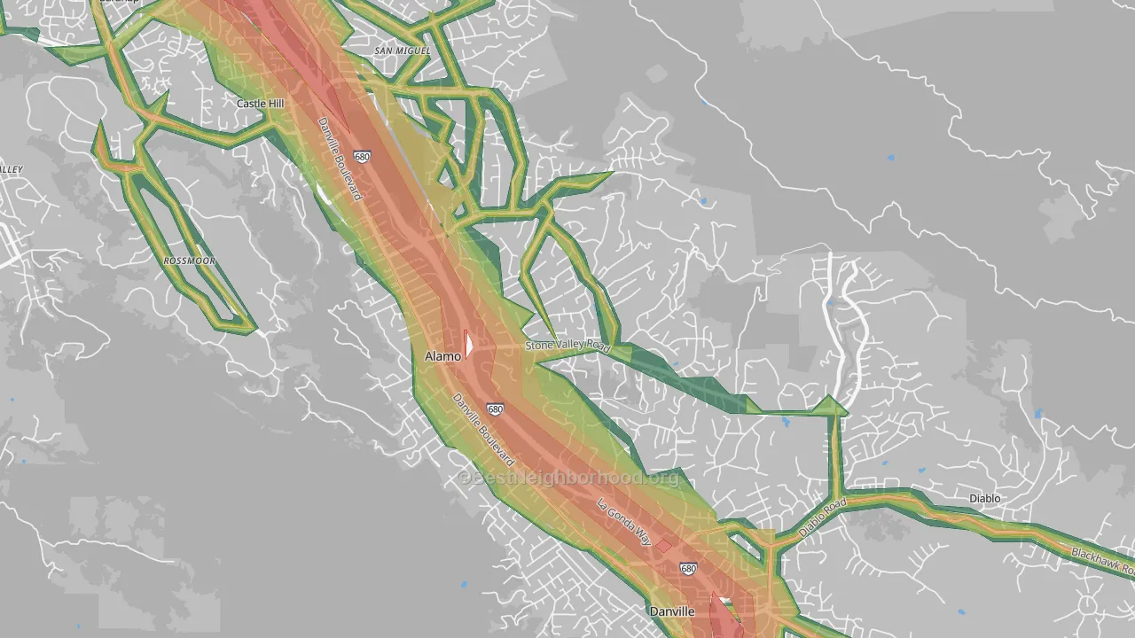 Alamo, CA Map of Noise Levels in Alamo