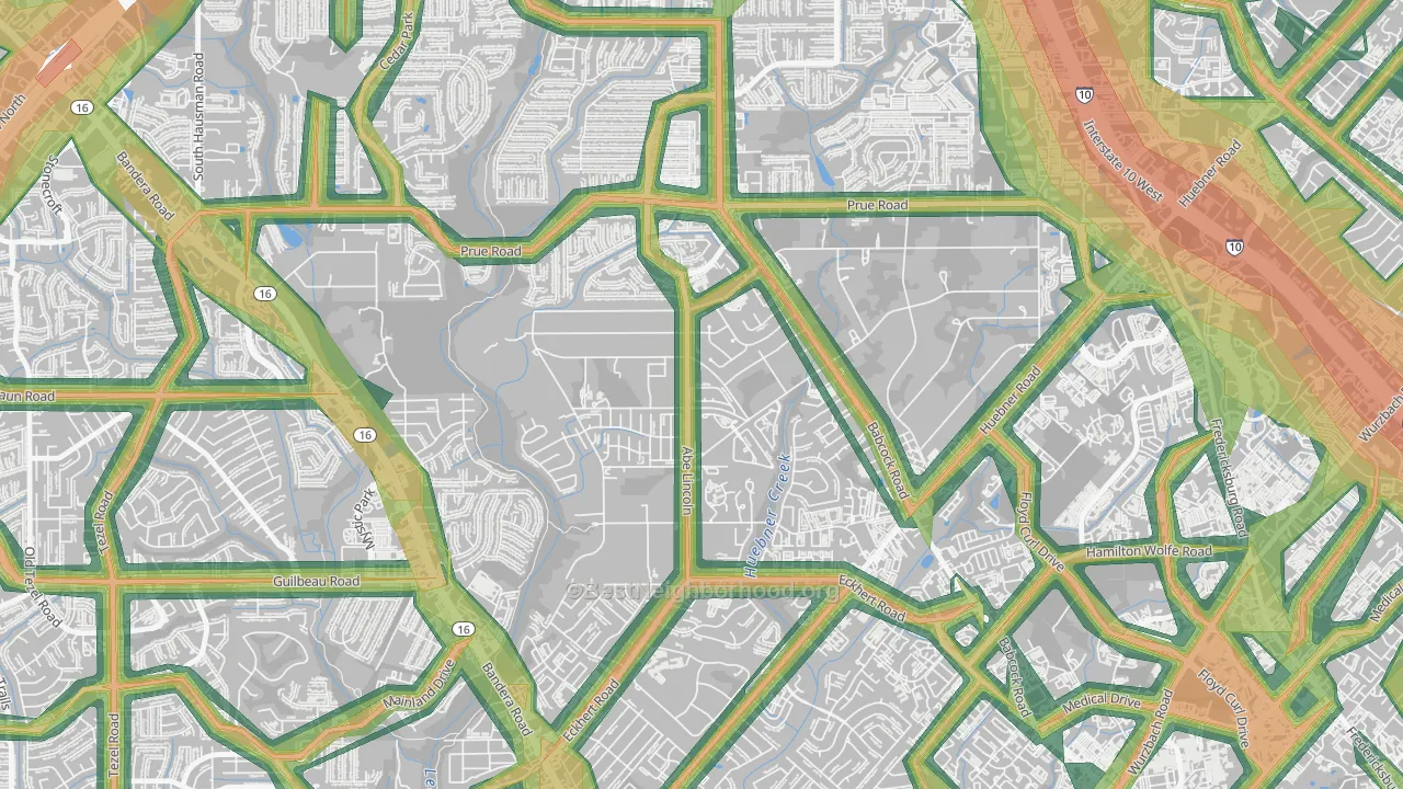 Alamo Farmsteads-Babcock Road, San Antonio, TX Map of Noise Levels in Alamo Farmsteads-Babcock Road