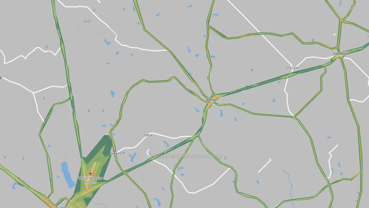 Alamo, GA Map of Noise Levels in Alamo