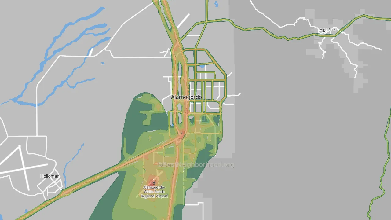 Alamogordo, NM Map of Noise Levels in Alamogordo