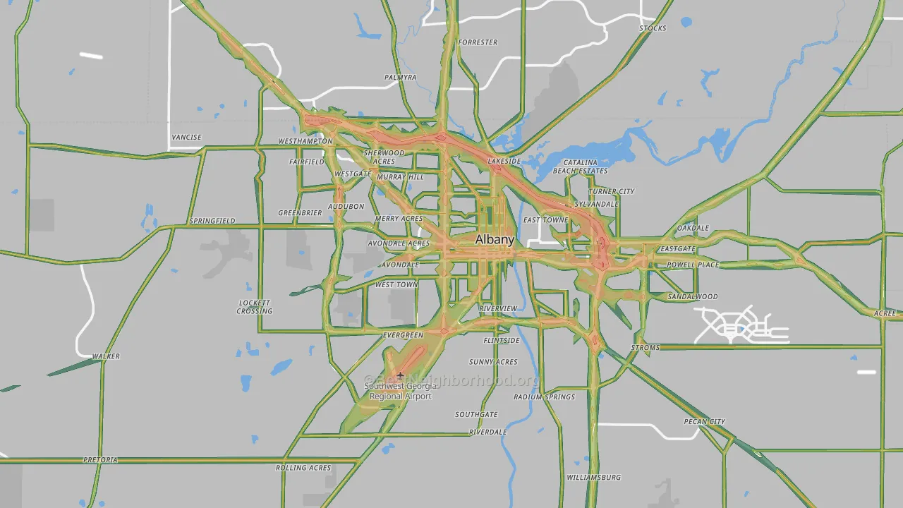 Albany, GA Map of Noise Levels in Albany