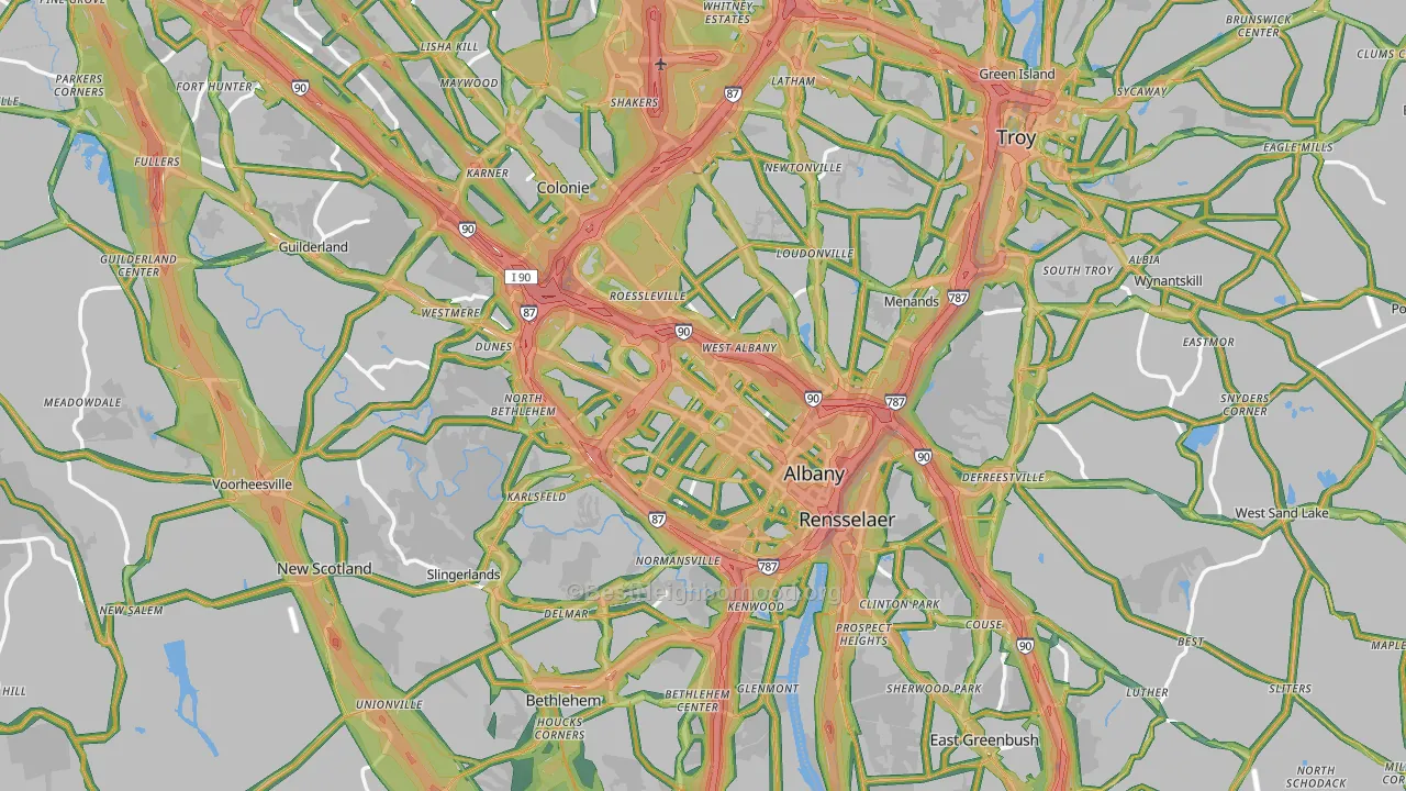 Albany, NY Map of Noise Levels in Albany