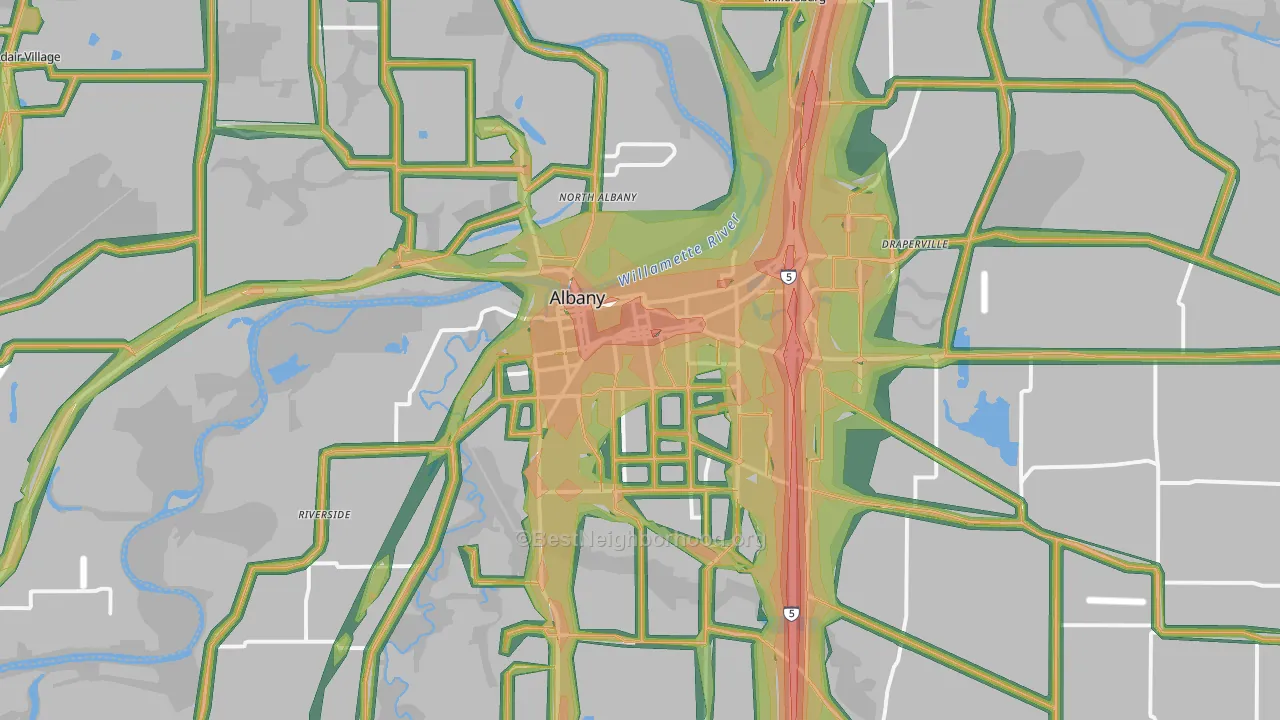 Albany, OR Map of Noise Levels in Albany