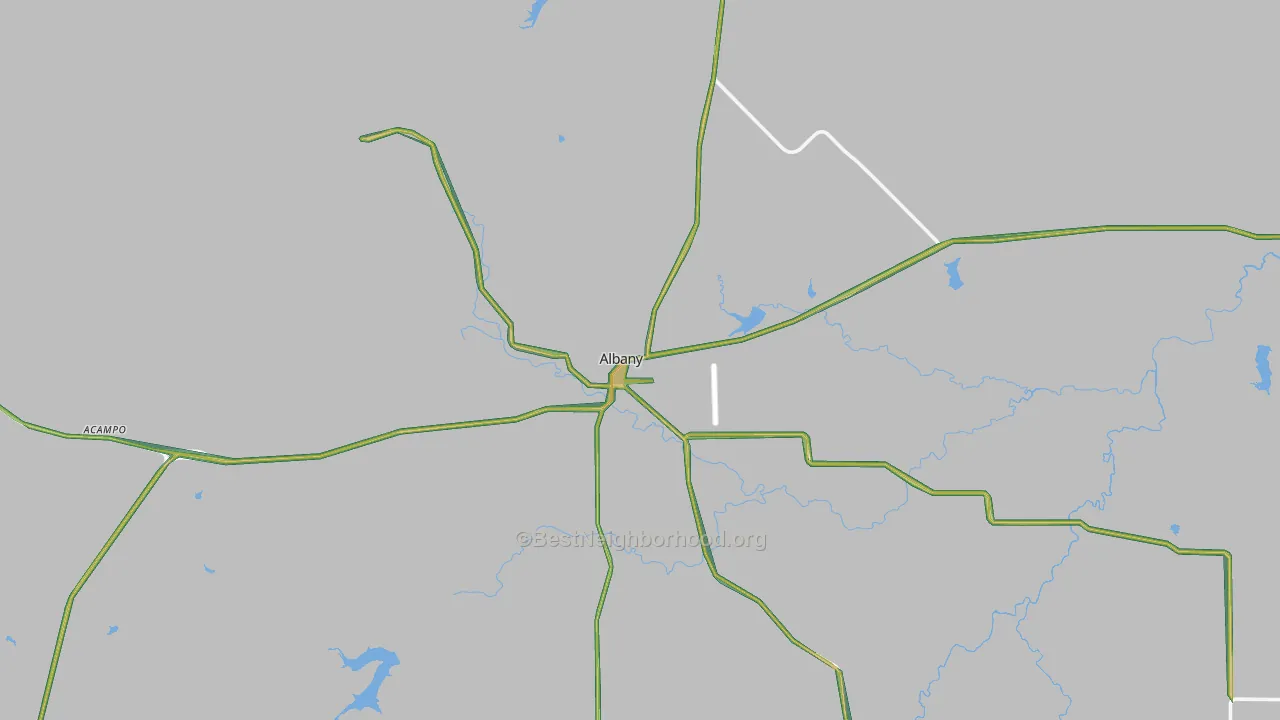 Albany, TX Map of Noise Levels in Albany