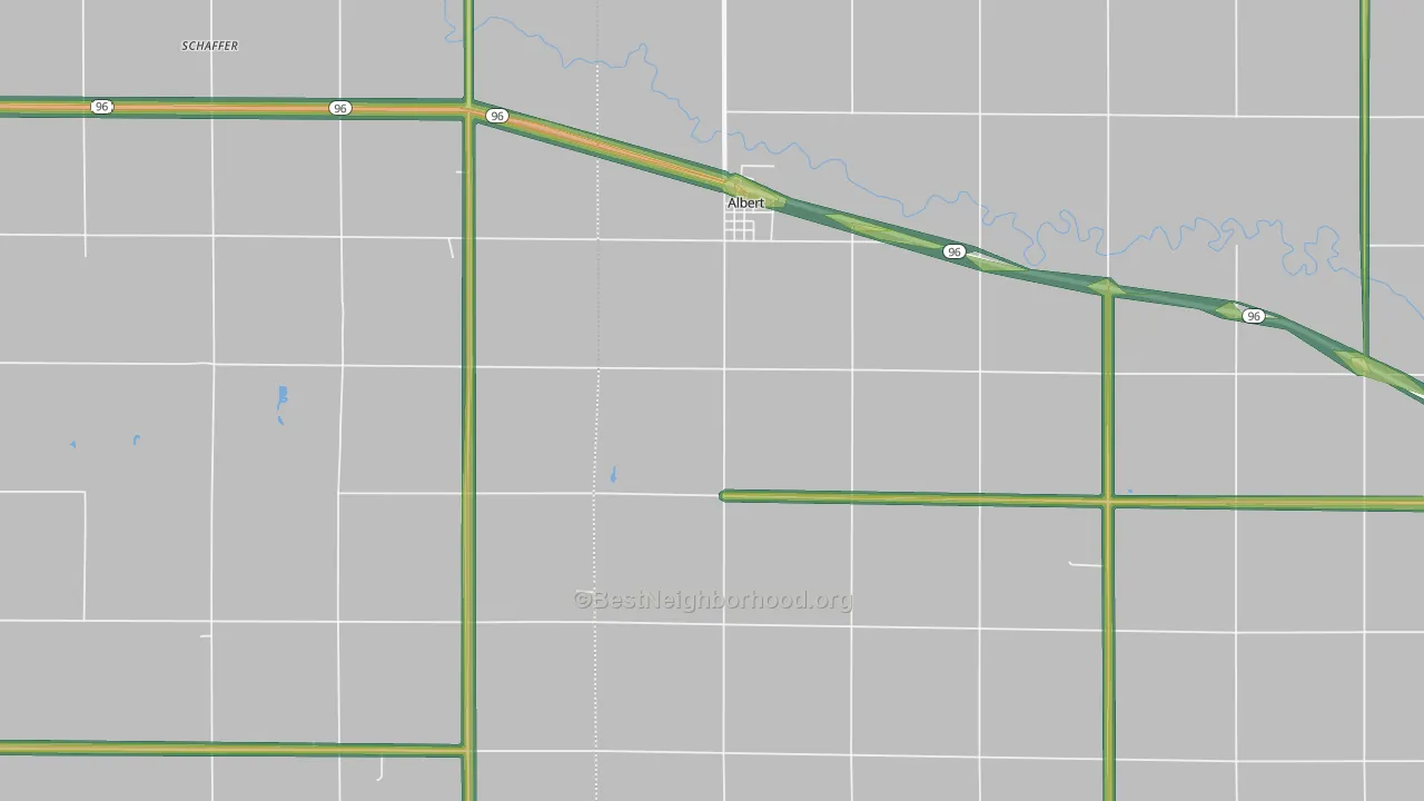 Albert, KS Map of Noise Levels in Albert