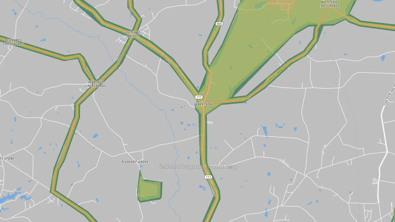 Albertson, NC Map of Noise Levels in Albertson