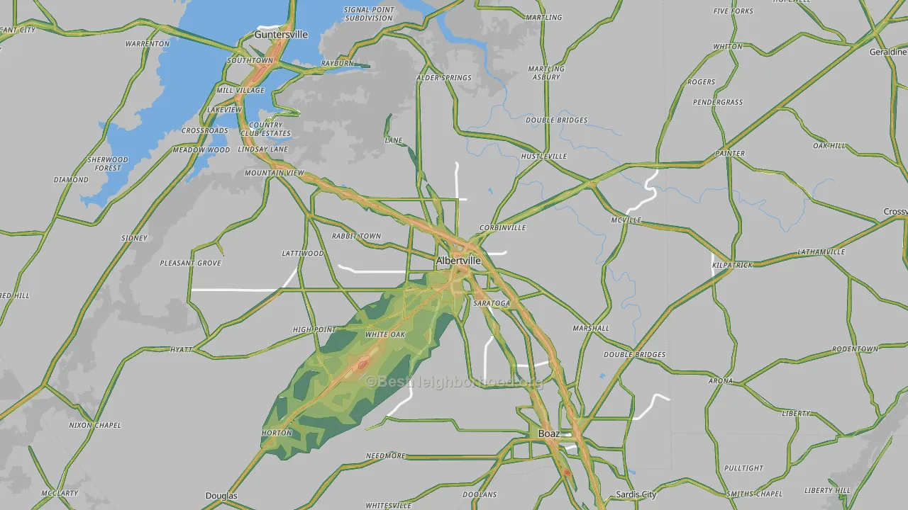Albertville, AL Map of Noise Levels in Albertville