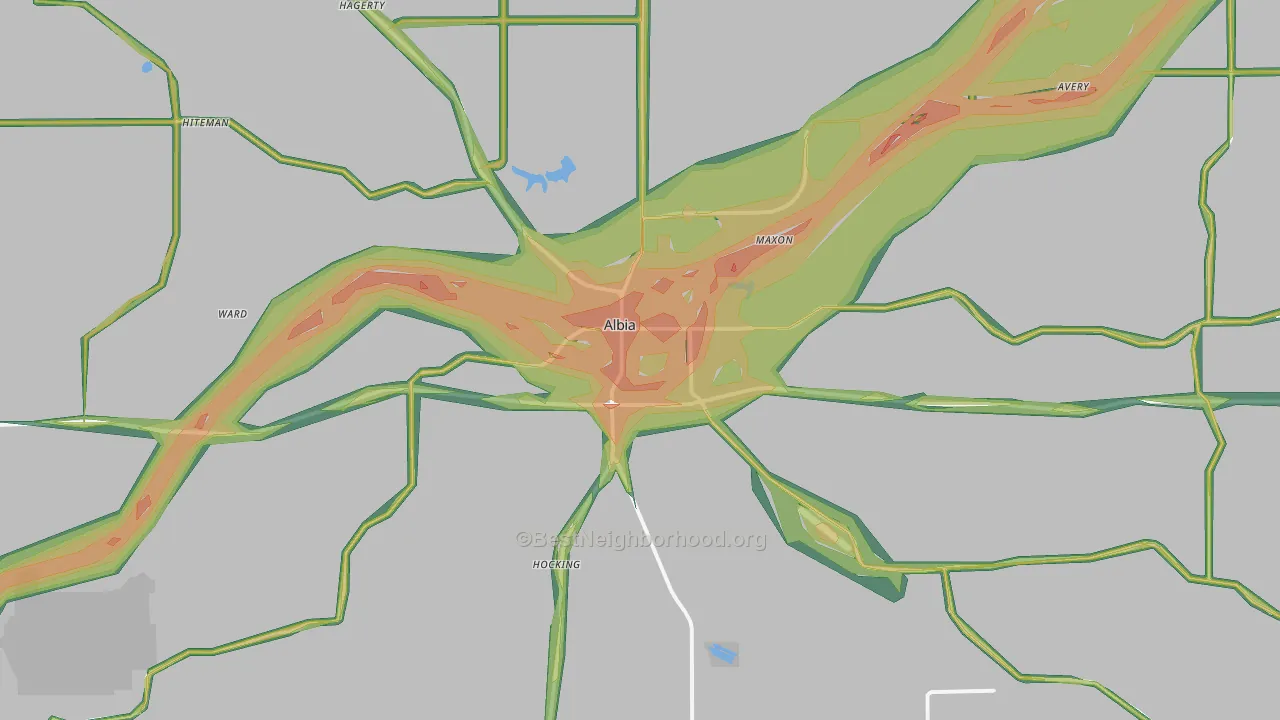 Albia, IA Map of Noise Levels in Albia