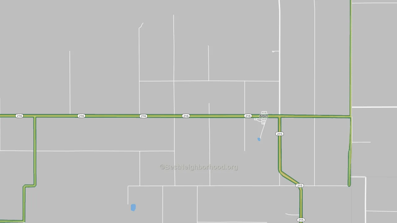 Albin, WY Map of Noise Levels in Albin