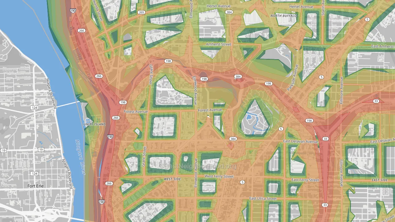 Albright, Buffalo, NY Map of Noise Levels in Albright