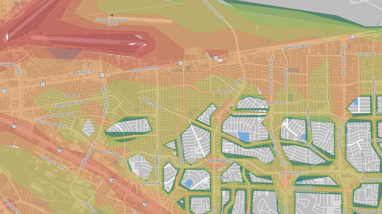 Album Park, El Paso, TX Map of Noise Levels in Album Park