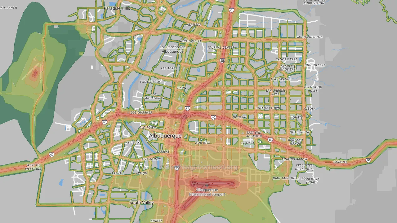 Albuquerque, NM Map of Noise Levels in Albuquerque