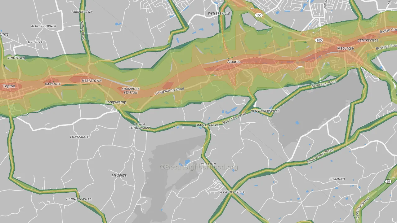Alburtis, PA Map of Noise Levels in Alburtis