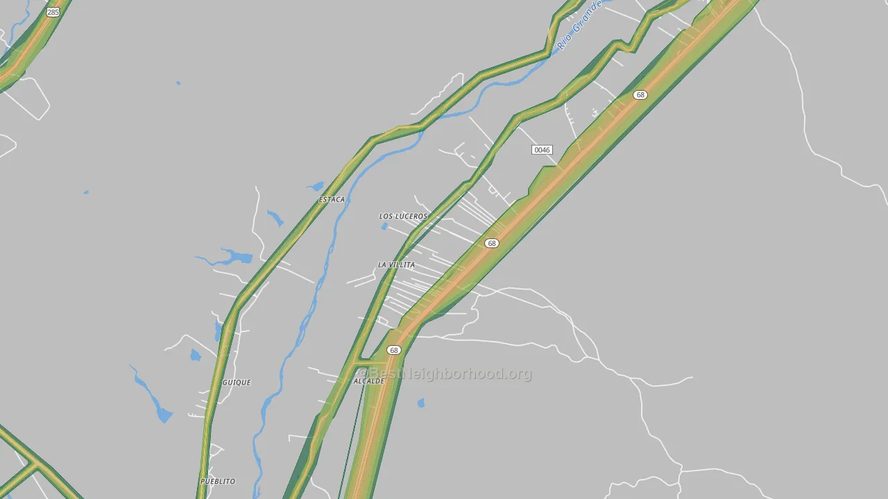 Alcalde, NM Map of Noise Levels in Alcalde