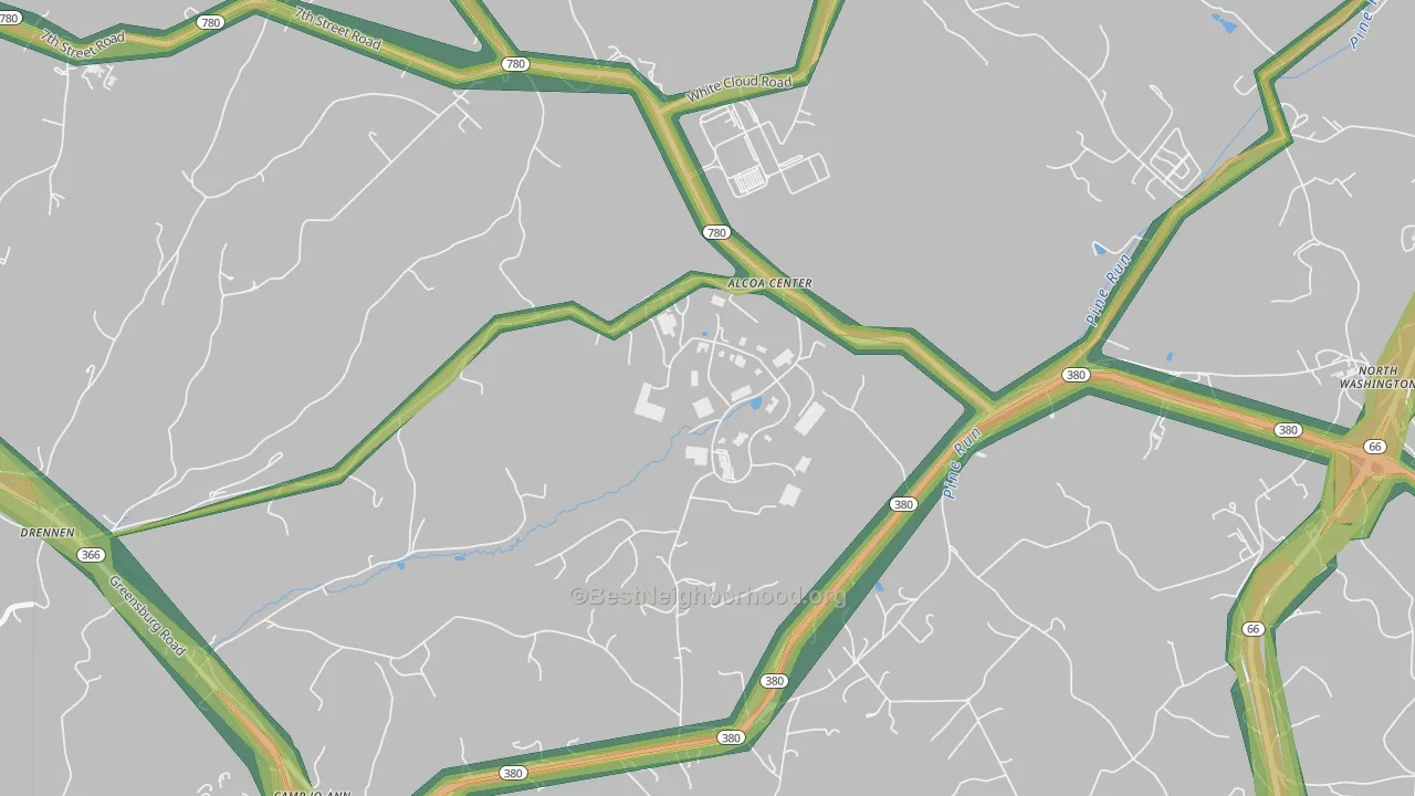 Alcoa Center, PA Map of Noise Levels in Alcoa Center