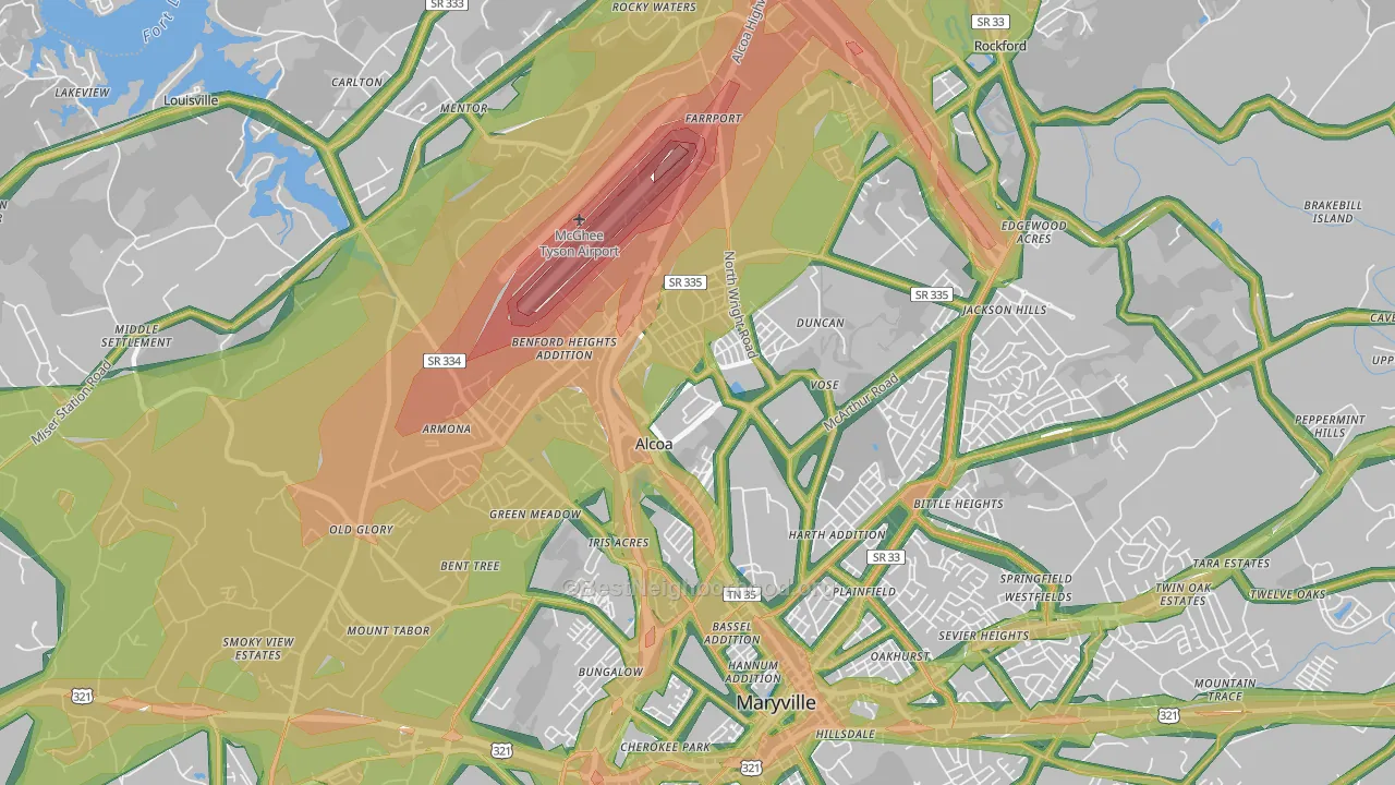 Alcoa, TN Map of Noise Levels in Alcoa