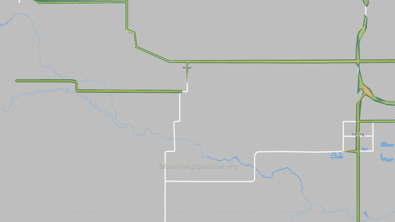 Alden, KS Map of Noise Levels in Alden