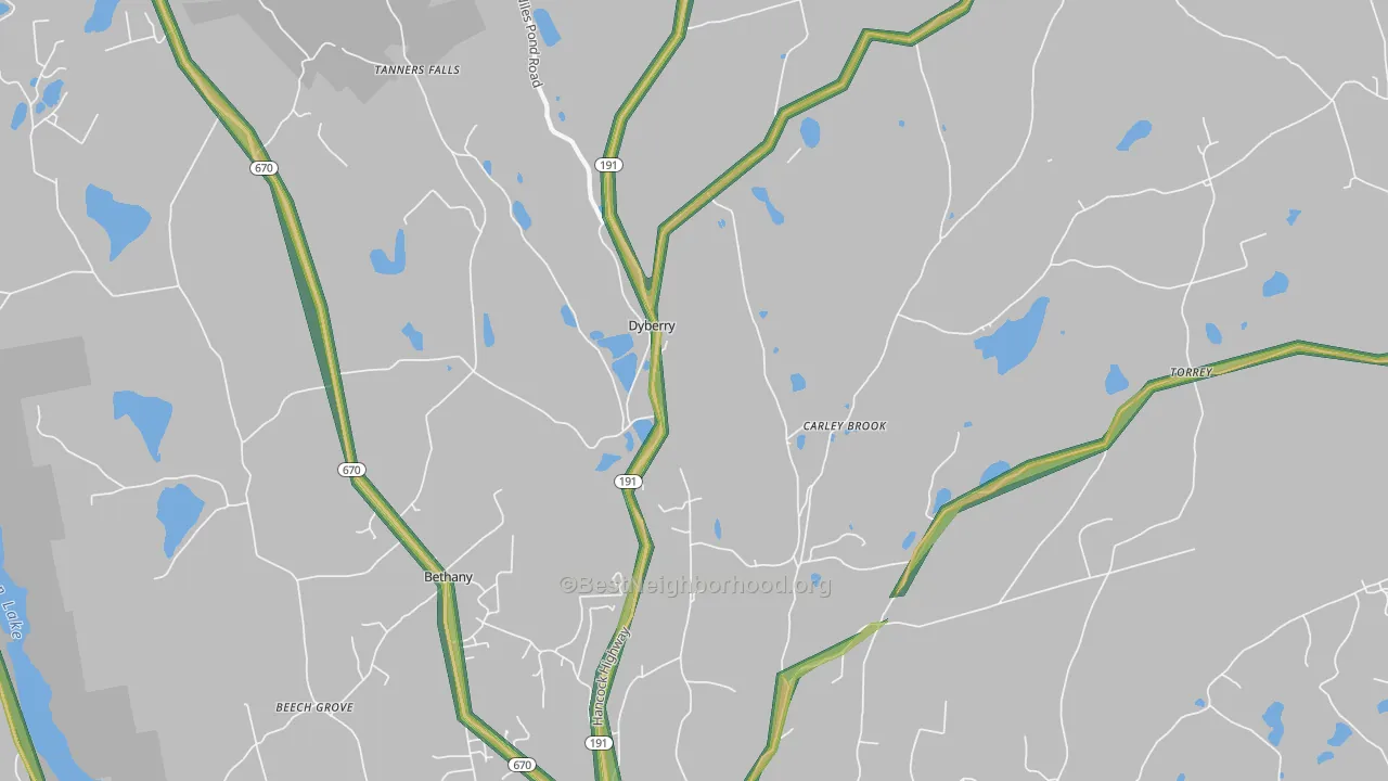 Aldenville, PA Map of Noise Levels in Aldenville