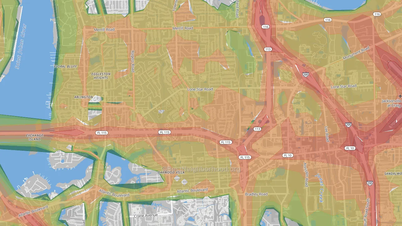 Alderman Park, Jacksonville, FL Map of Noise Levels in Alderman Park